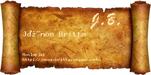 János Britta névjegykártya